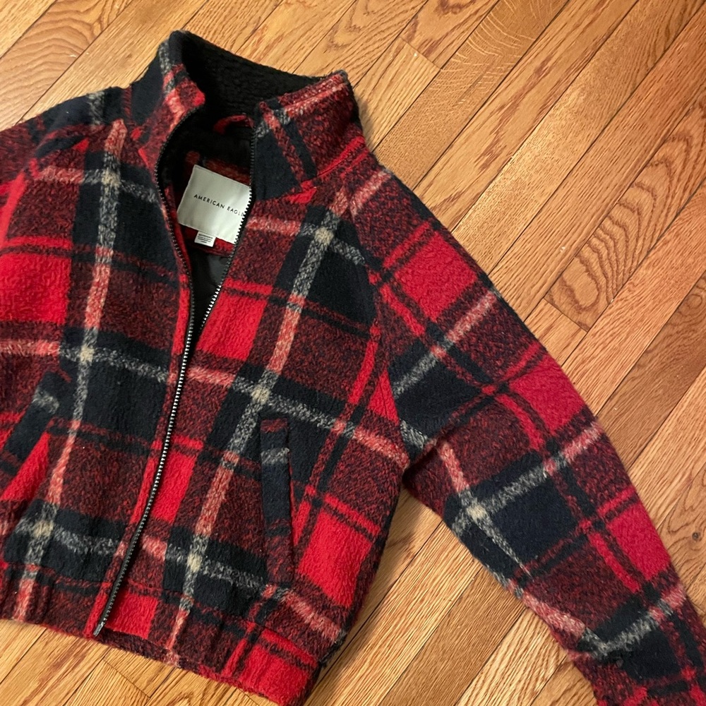 AMERICAN EAGLE PLAID BOMBER JACKET